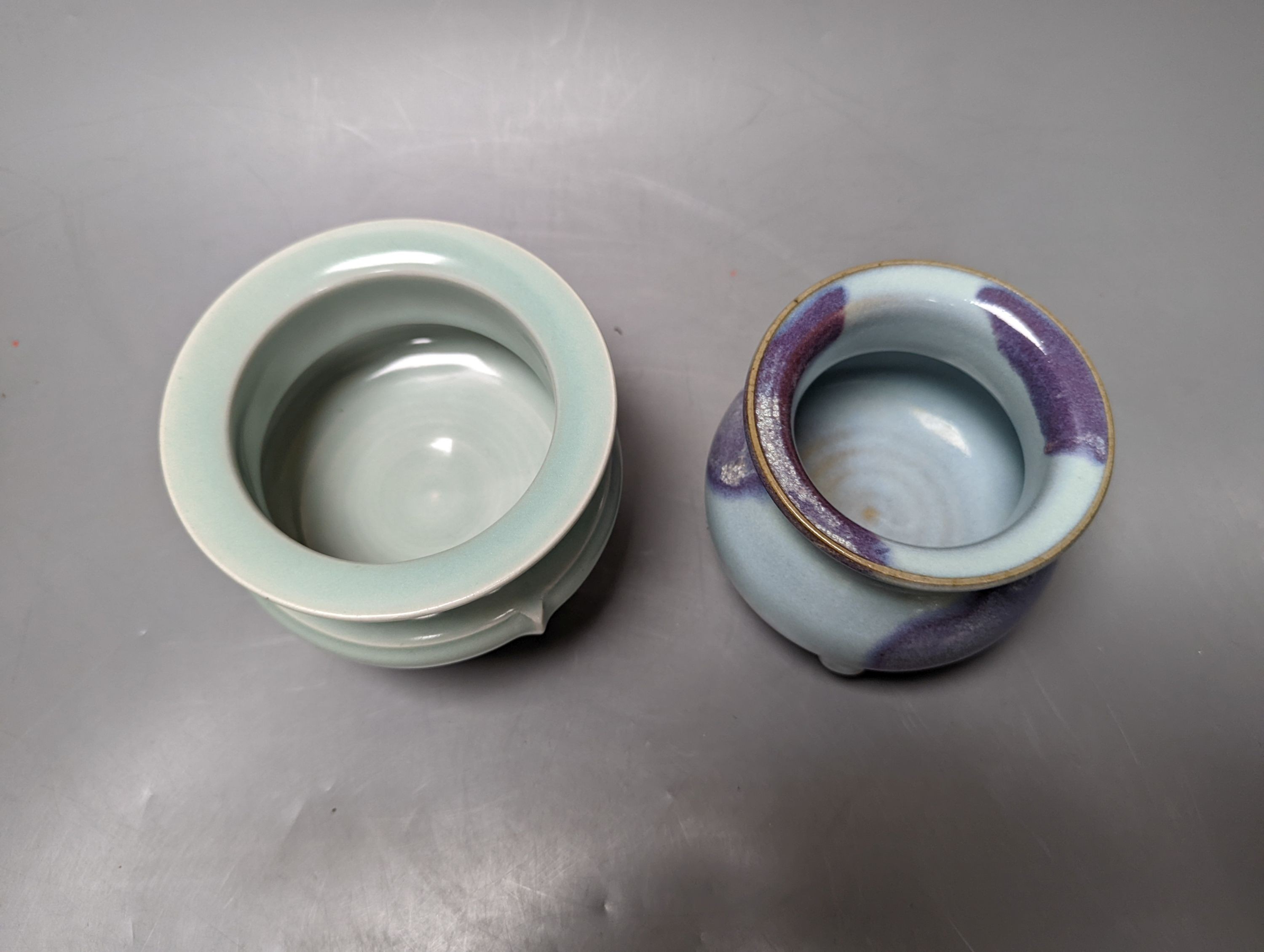 A Chinese Jun type censer and a celadon glazed censer